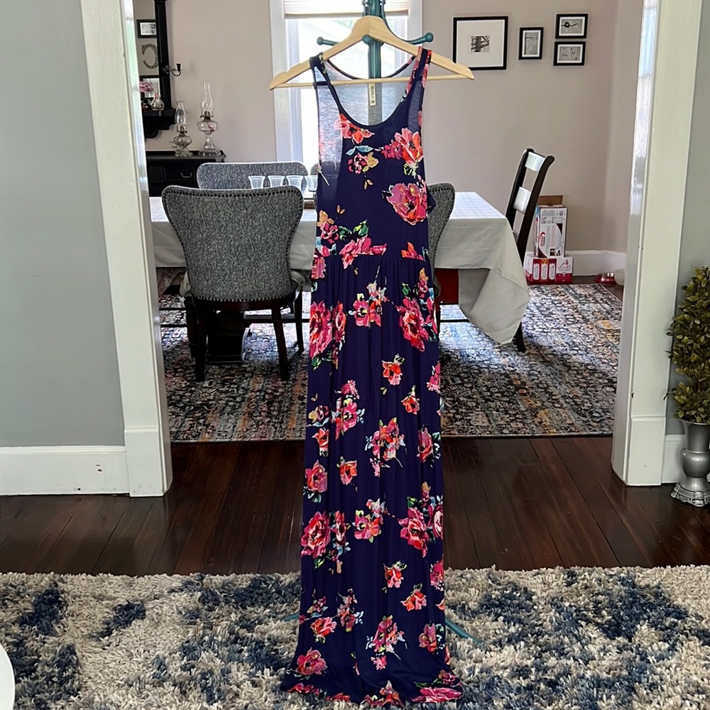 Blue floral maxi dress
